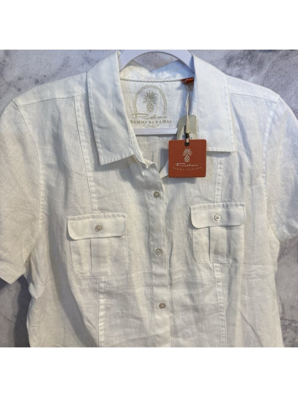Tommy Bahama White Short-Sleeve Linen Button-Down Shirt